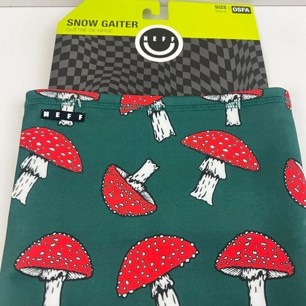 Neff Headwear Snow‎ Gaiter Green Red Mushrooms OSFA NWT